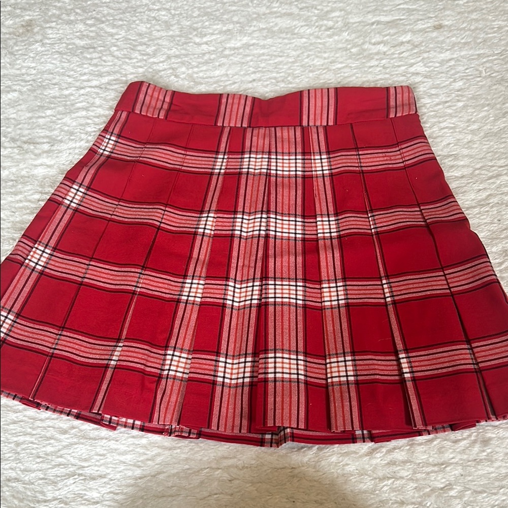 Sunday Best A-Line Red and White Mini Skirt